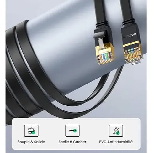 UGREEN CABLE ETHERNET FLAT CAT7 U/FTP 5M (11263) — vue 3